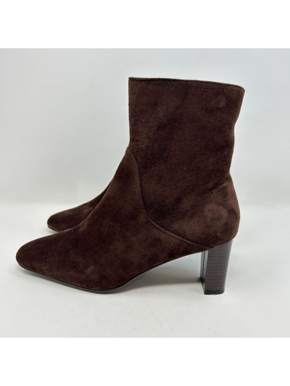 AJ Valenci Women’s 8M Brown Suede Ankle Boots Block Heel Side Zip Booties